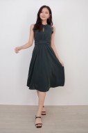 Adele Lace Midi Dress in Forest Green