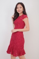Damaris Lace Dress in Red