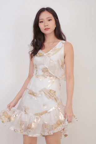 Shanice Ruffle Dress in Cream