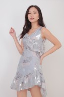 Shanice Ruffle Dress in Silver