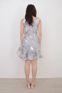 Shanice Ruffle Dress in Silver