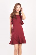 RESTOCK2: Amberly Ruffle Dress in Wine Red