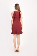 RESTOCK2: Amberly Ruffle Dress in Wine Red