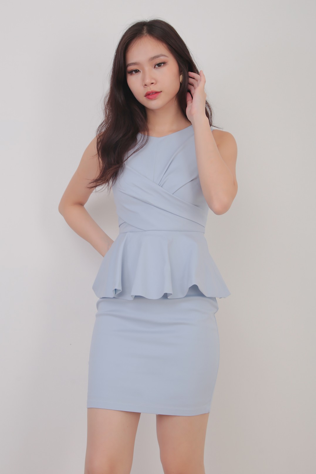 blue peplum