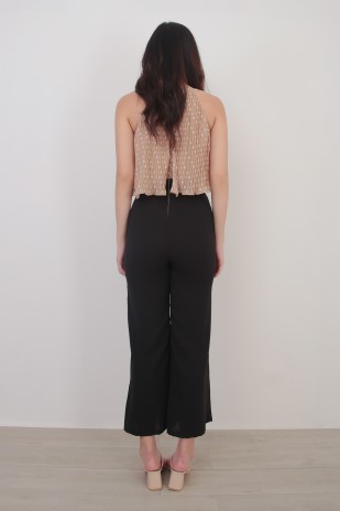 Edith Dots Overlay Jumpsuit in Nude
