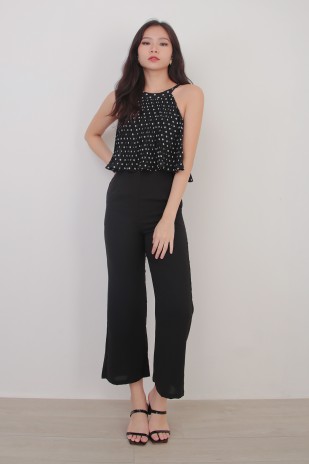 Edith Dots Overlay Jumpsuit in Black
