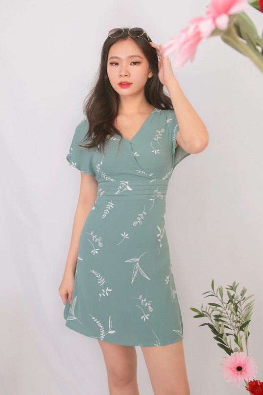 Hot Sale!!!Aries Esther Dress Women Elegant Wave Point Sashes Knee-Length Casual Dress
