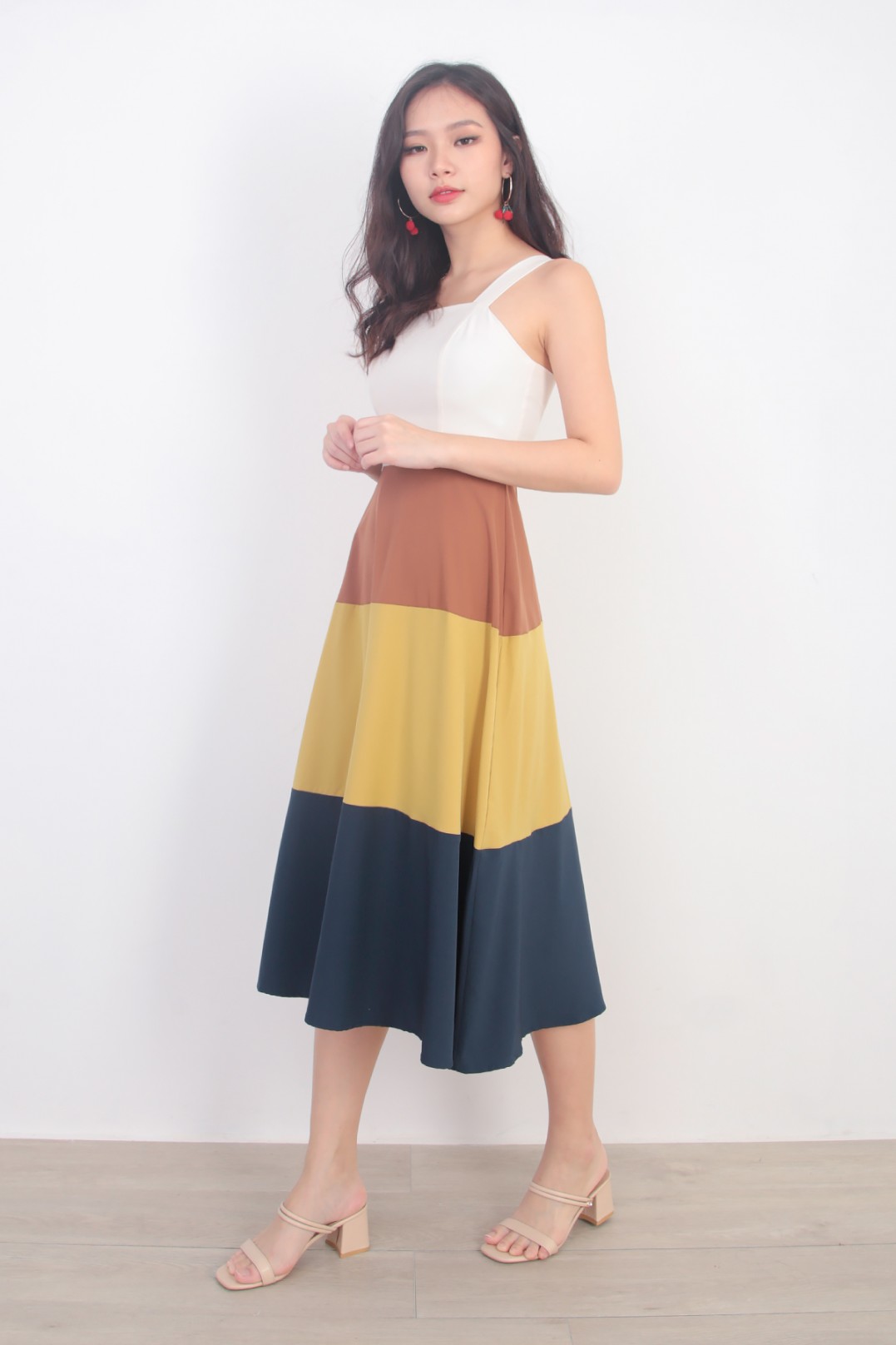 white color block dress