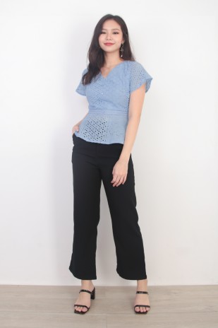 Madison Eyelet Top in Blue