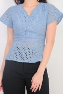 Madison Eyelet Top in Blue