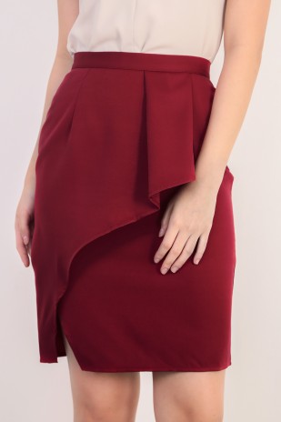 Londyn Overlay Skirt in Wine Red