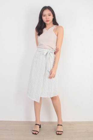 Haisley Striped Skirt in White