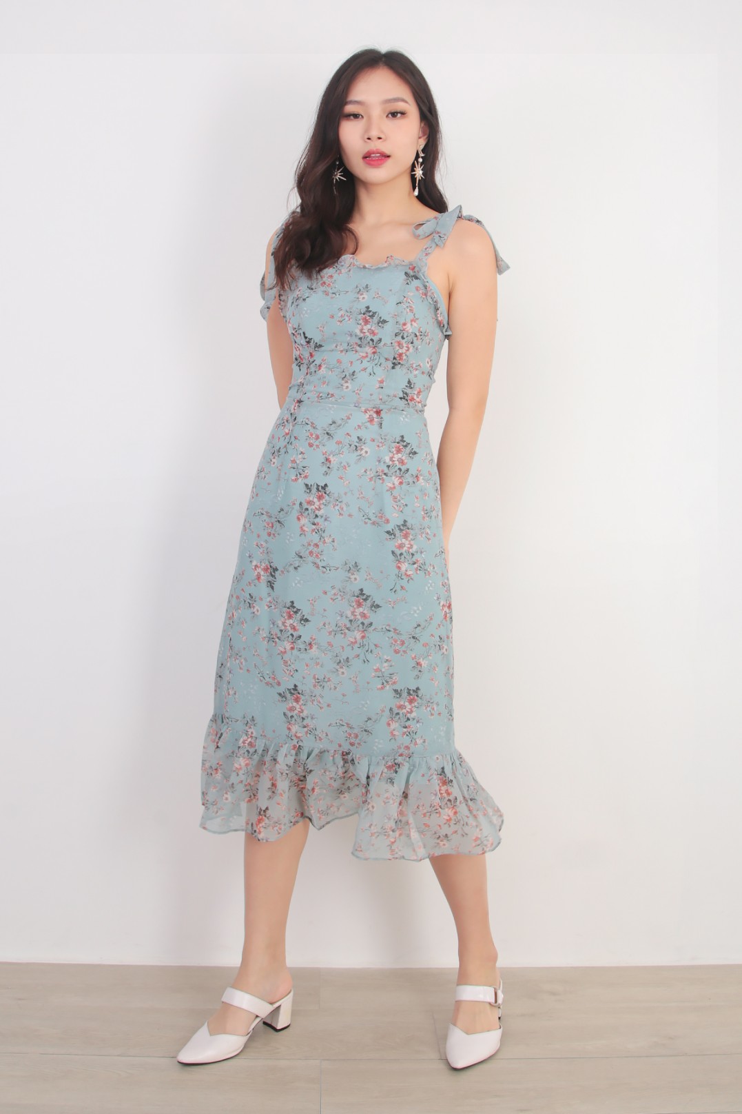 Sabria Floral Midi Dress in Seagreen - MGP
