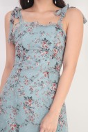 Sabria Floral Midi Dress in Seagreen