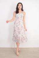 Sabria Floral Midi Dress in Cream