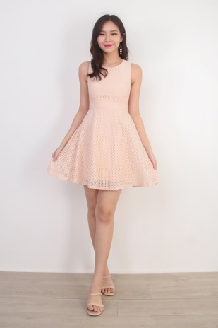 Adalee Textured Lace Dress in Blush