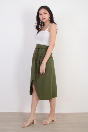 Madelyn Wrap Skirt in Olive