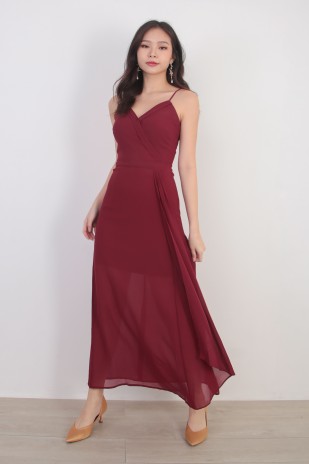 Valentina Maxi Dress in Wine Red