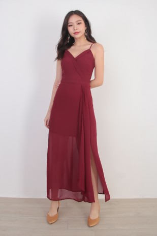 Valentina Maxi Dress in Wine Red