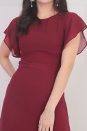 Quinlynn Cutout Maxi Dress in Wine Red