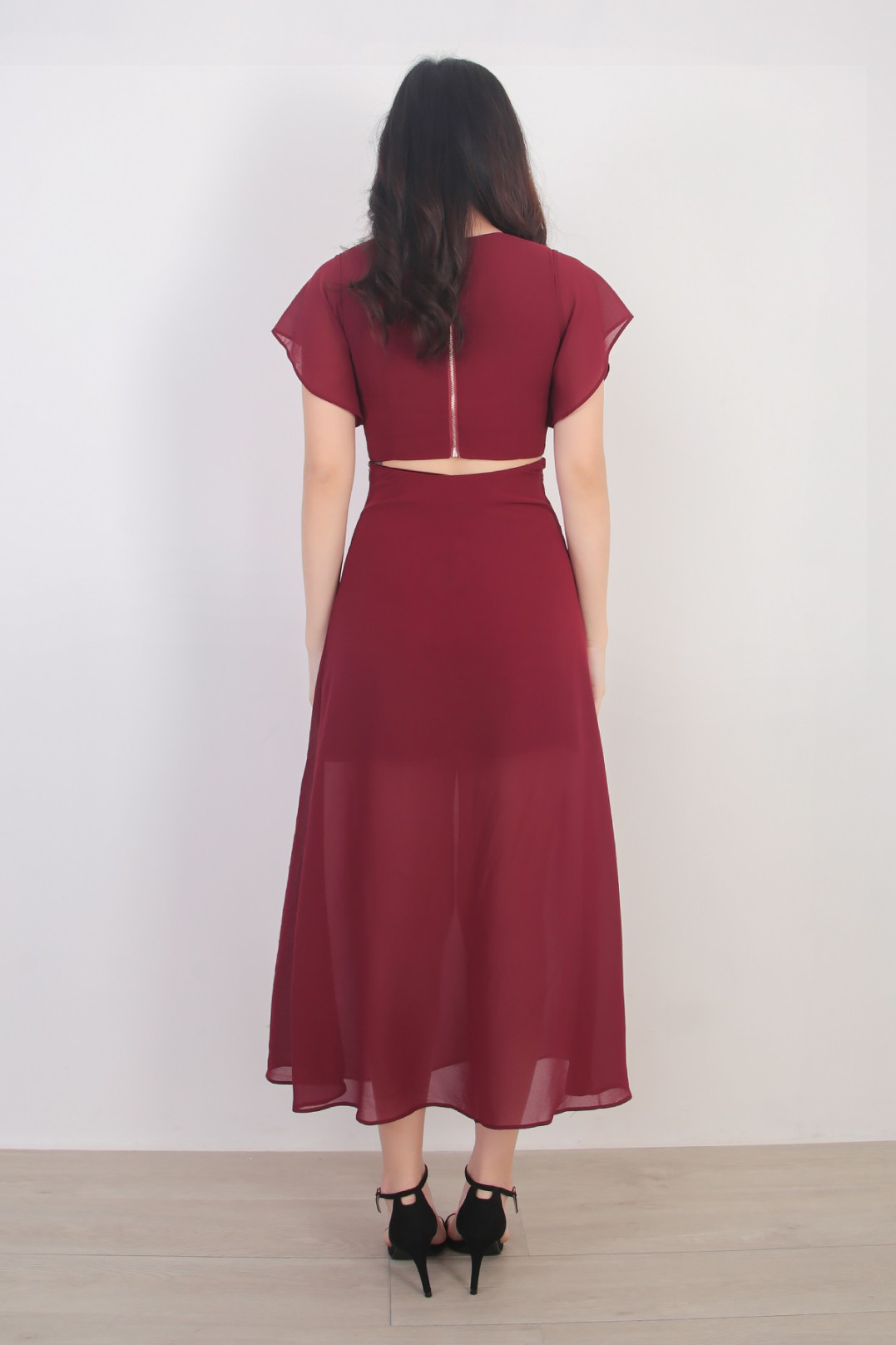 wine coloured maxi dress