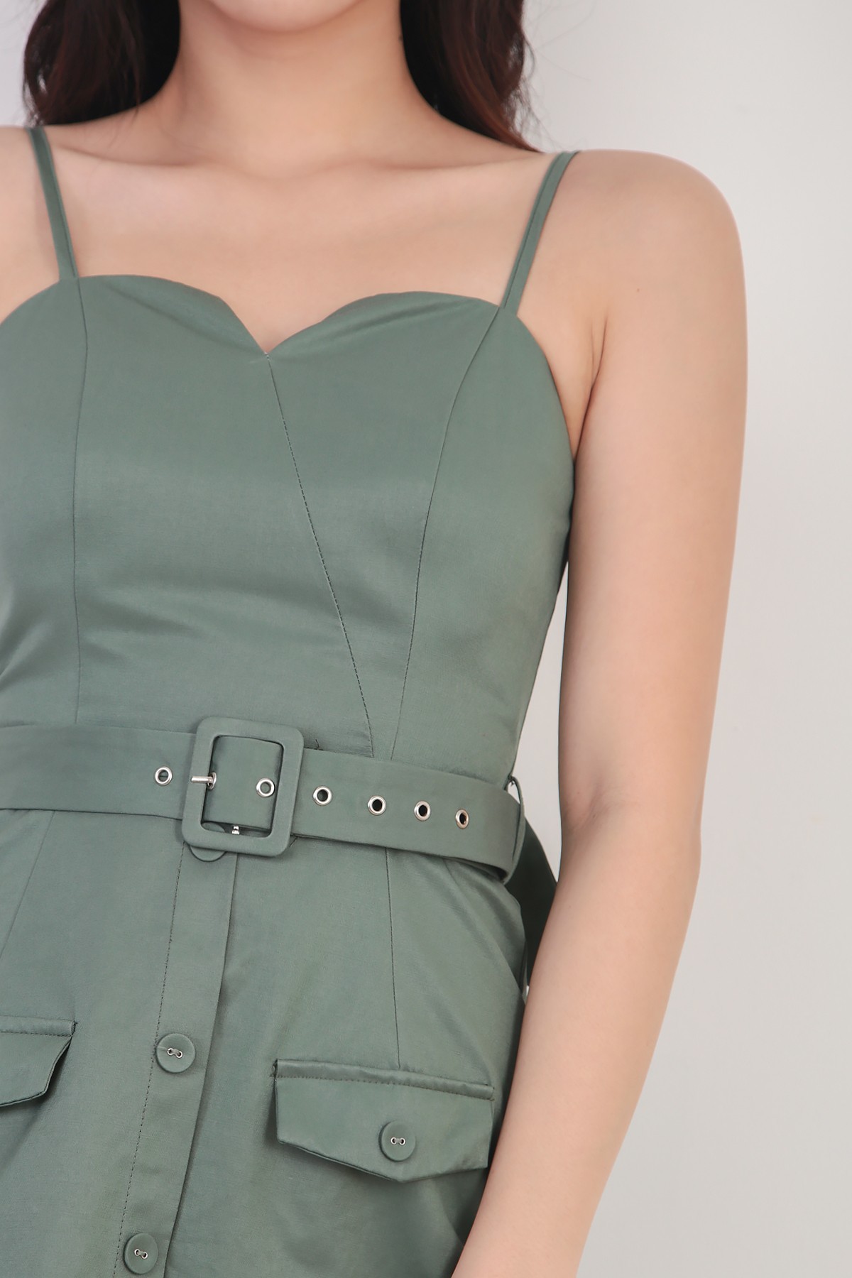 Cosette Belted Dress in Jade