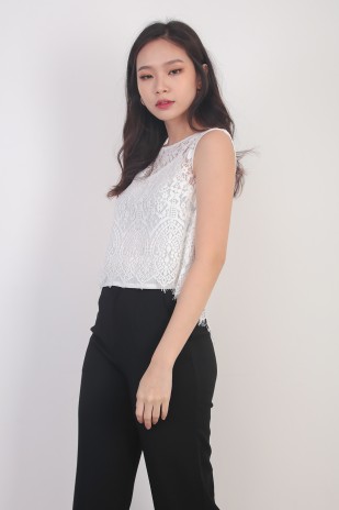 Gracie Overlay Lace Top in White