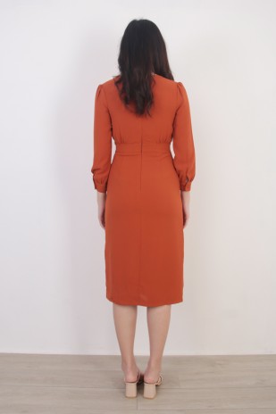 Penelope Midi Dress in Burnt Orange