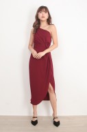 Serene Toga Dress in Wine Red