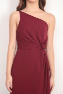 Serene Toga Dress in Wine Red