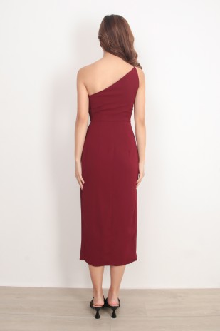 Serene Toga Dress in Wine Red
