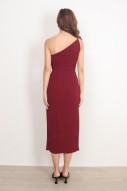 Serene Toga Dress in Wine Red