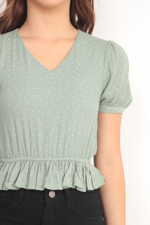 Marlowe Polka Dot Top in Jade