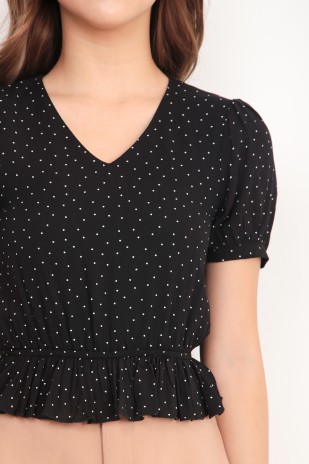 Marlowe Polka Dot Top in Black