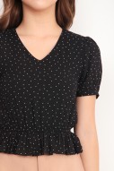 Marlowe Polka Dot Top in Black