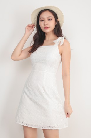 Dionne Eyelet Dress in White