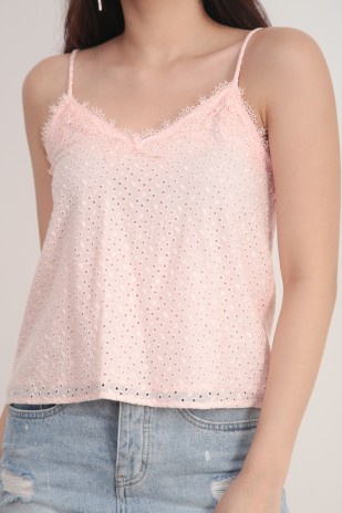 Paityn Lace Eyelet Top in Pink