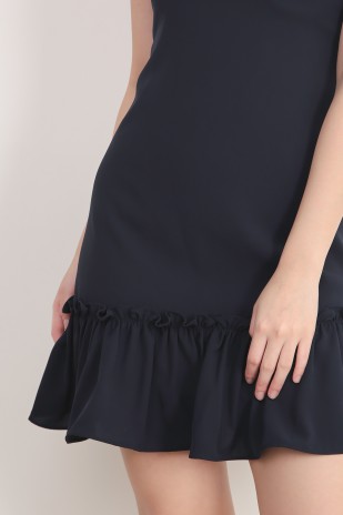 Nailah Flounce Workdress In Navy