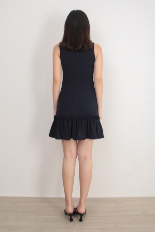 Nailah Flounce Workdress In Navy