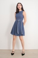 Odette Contrast Workdress in Steel Blue