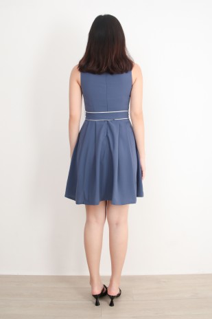 Odette Contrast Workdress in Steel Blue