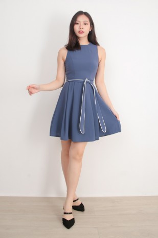 Odette Contrast Workdress in Steel Blue