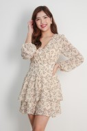 Maeryn Floral Romper in Cream