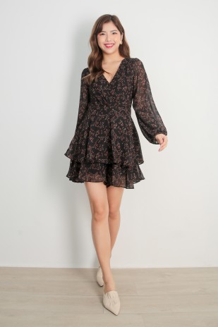 Maeryn Floral Romper in Black