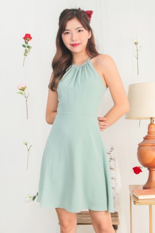 Talisha Halter Dress in Jade