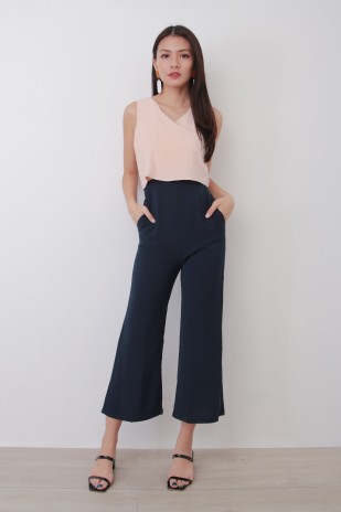 RESTOCK: Amaya Colourblock Jumpsuit in Navy