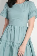 Aderes Tiered Dress in Seagreen