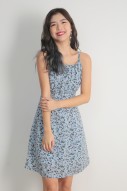 Leandra Floral Dress in Blue