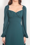 RESTOCK: Marie Sleeved Dress in Forest Green