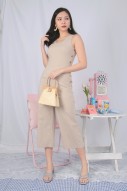 Hensley Button Jumpsuit in Nude